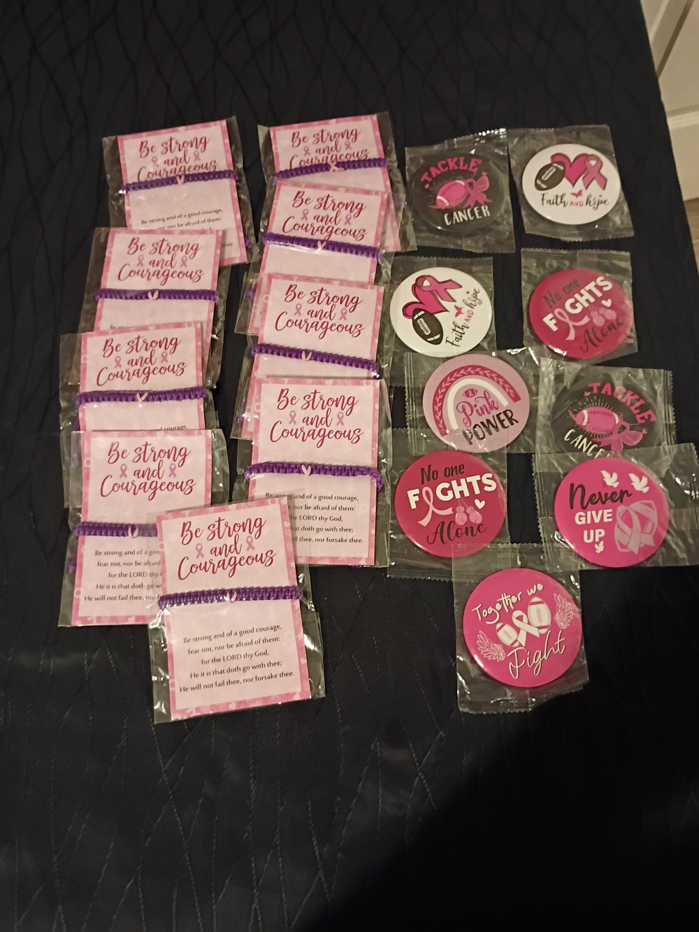 Bundle 9 Pink Breast Cancer Awareness Bracelet Assortment 9 Pocket Mirrors.